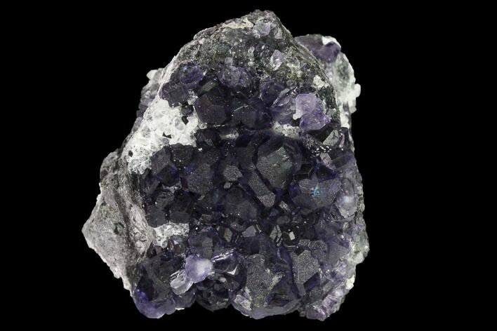 Purple Cuboctahedral Fluorite Crystals on Quartz - China #147072